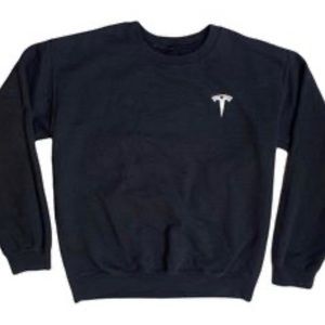 Tesla Official Unisex Embroidered Logo Crewneck Pullover sweatshirt, Black